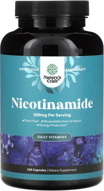 Nature's Craft 나이아신아마이드 일일 비타민 500mg 캡슐 240정, NaturesCraft나이아신아마이드일일비타민500mg, 1개 - 쿠팡