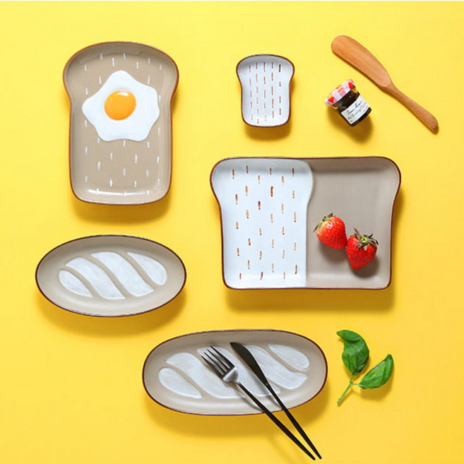 [미쓰오상점] 브레드 도자기 식기 (5style), 토스트종지, 1개