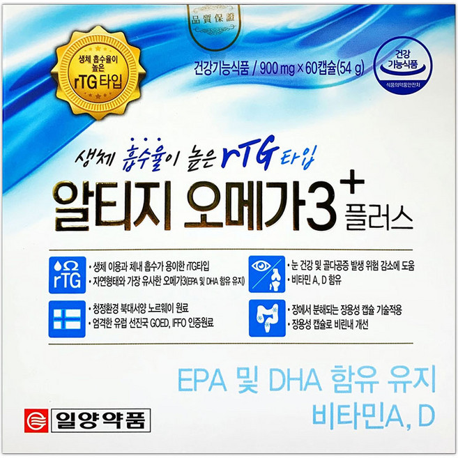 일양약품 알티지오메가3 플러스, 60정, 1개