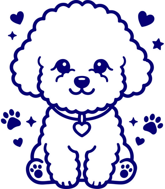 (아름드리) 비숑 프리제 애견 강아지 멍뭉이 댕댕이 그래픽스티커, 네이비