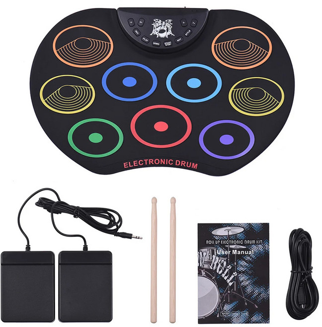 전자드럼 연습용 세트 z 알레시스 토노 패드 키트 Roll-Up 실리콘 USB 디지털 접이식 핸드 롤 휴대용 패드, 스타일, 1개