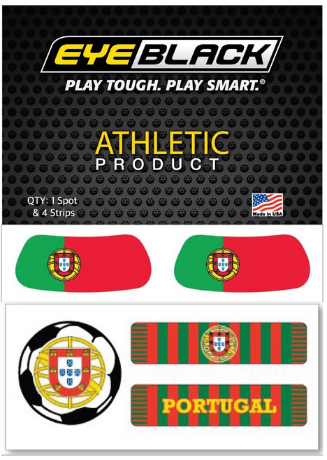 EYEBLACK 국가대표 국기 아이블랙 1쌍 + 축구 스트립 세트 (총 5 pcs) 월드컵 응원템 각종 스포츠 축구 야구 MADE IN USA, 1세트, 포루투갈 PORTUGAL