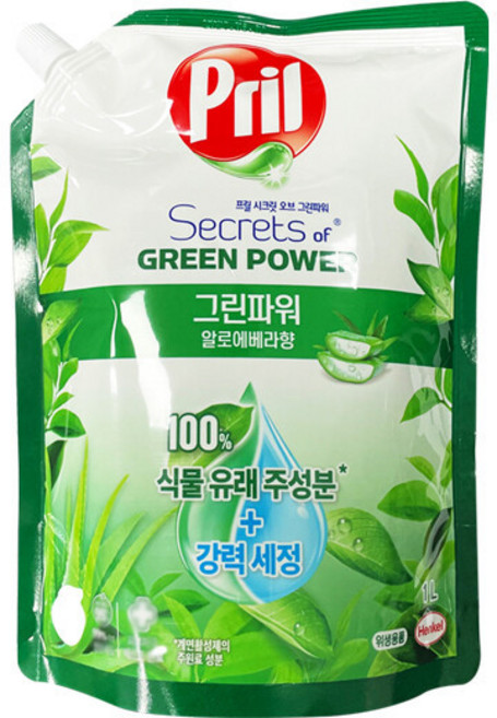 프릴 그린파워 알로에 베라 주방세제, 1개, 1L