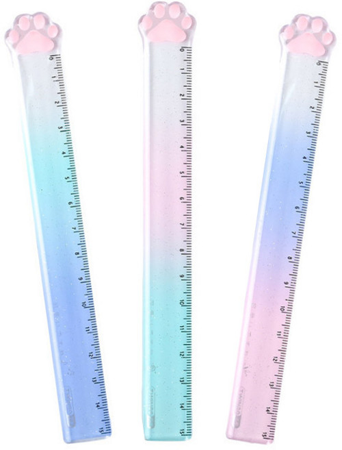 MDC 고양이발 자 2개 1세트 15CM자 사무용자, 1개, 핑크