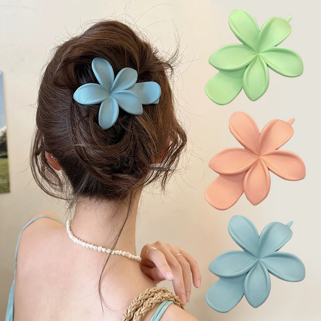 [3개1세트] 워더미 여성 무광 파스텔 빅플라워 올림머리 헤어 집게핀 F641