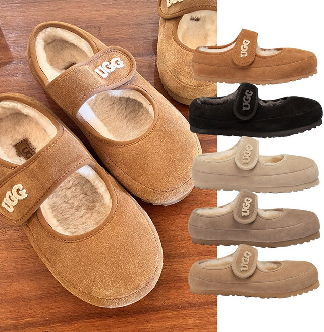 어그슬리퍼 호주 오즈웨어 여성 메리제인 엠비 자수로고 양털 슬립온 OB970