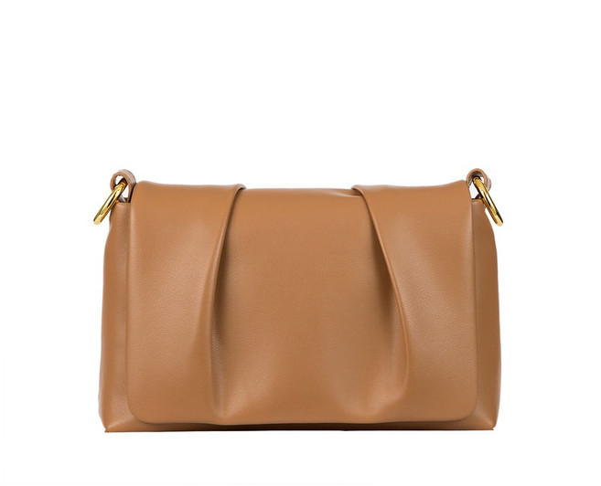 【MYMY】柔感蓬鬆雲朵包 牛皮肩背包 側背包 斜背包 多色可選 附雙背帶 可容納長夾, 咖啡棕