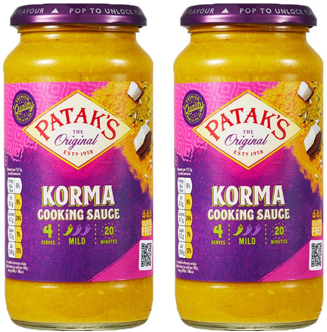 파탁스 코르마 쿠킹 소스, 450g, 2개