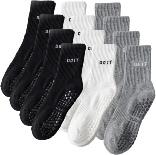 4p 여성용 미끄럼방지 논슬립 요가 필라테스 중목 양말