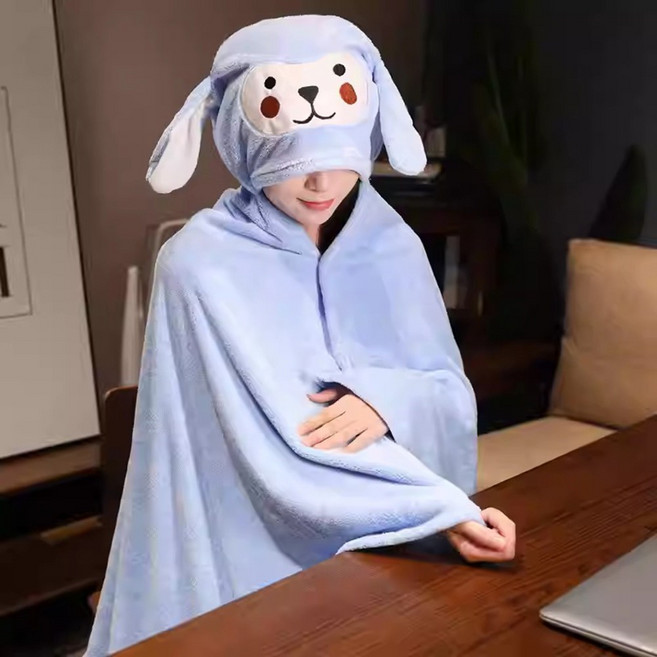 KCJ 캐릭터 후드 담요 똑딱이 망토