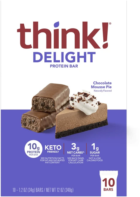 띵크 딜라이트 프로틴 바 초콜릿 무스 파이 10개입, 1개, 340g - 쿠팡
