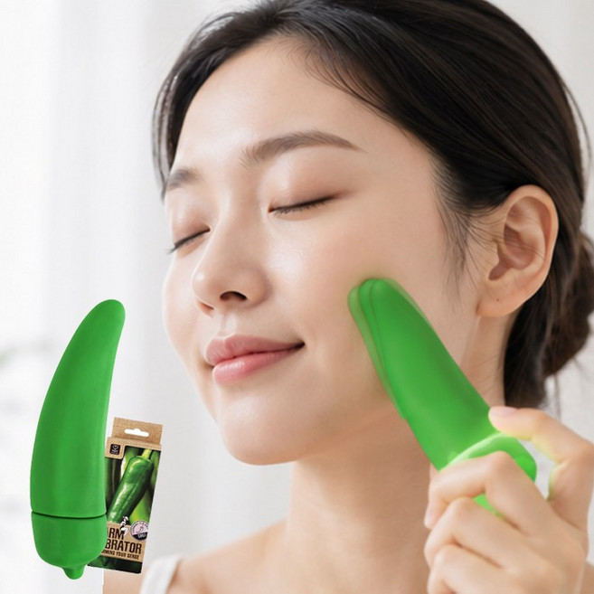 휴대용 미니 강력 진동 마사지기 안마 피로 케어 야채 디자인, 그린, 1개