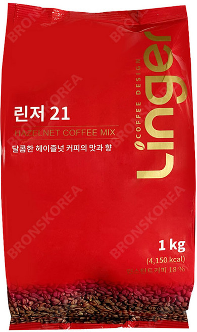 린저21 헤이즐넛 블랙커피 노프림, 1kg, 1박스, 12개입