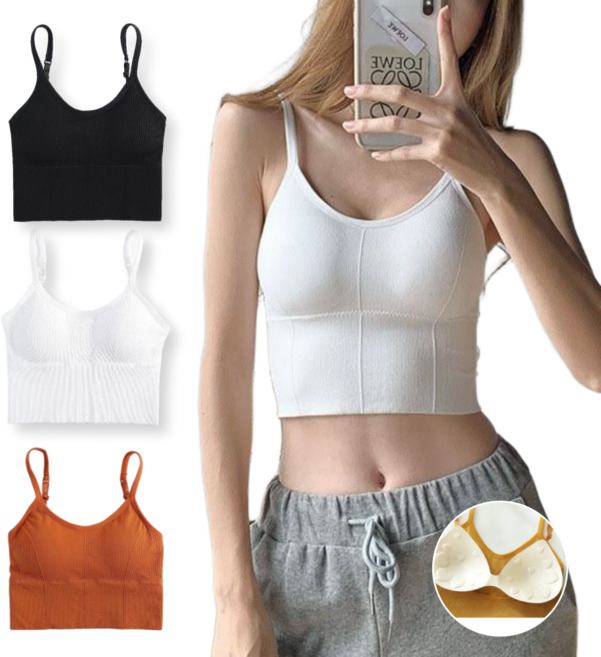 마이코야 캡내장 골지 크롭탑 끈나시 3종세트 노와이어 데일리 브라겸용