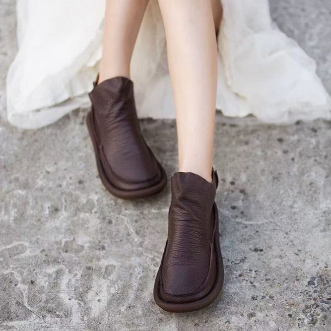 해피유통 남녀공용 가죽 숏부츠 심플 디자인 가을 겨울 방한 방수 부티크 신발