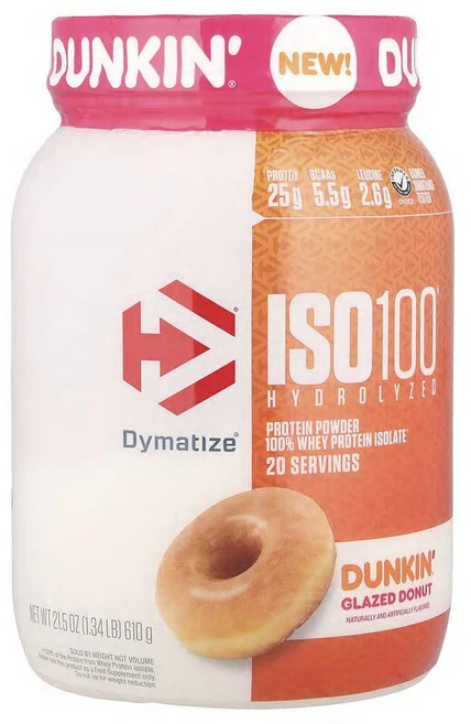 Dymatize ISO100® 가수분해 100% 분리유청단백질 Dukin® 글레이즈드 도넛 610g(1.34lb) Dymatize (다이마타이즈), Dymatize, ISO100® 가수분해, 100%, 1개, 610g - 쿠팡