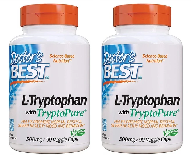 Doctor's Best L-Tryptophan With Tryptopure 닥터스 베스트 트립토판 500mg 90베지캡슐 2팩, 90정, 2개 - 쿠팡