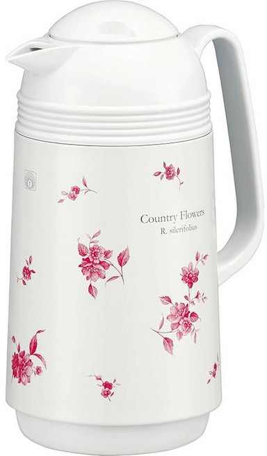 피코크 보온병 공업 The peacock 피코크 보온주전자 1.0L 보온 보냉 유리제 보온병 패킹 없음 핸디포트 보온력 불필요 꽃무늬 보온병 포트 일제 컨트리플라워 GHD100 F, 1개