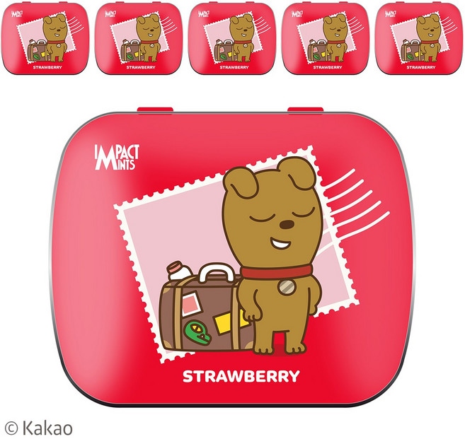 임팩트 민트 카카오프렌즈 캔디 딸기 무설탕 사탕, 6개, 15g