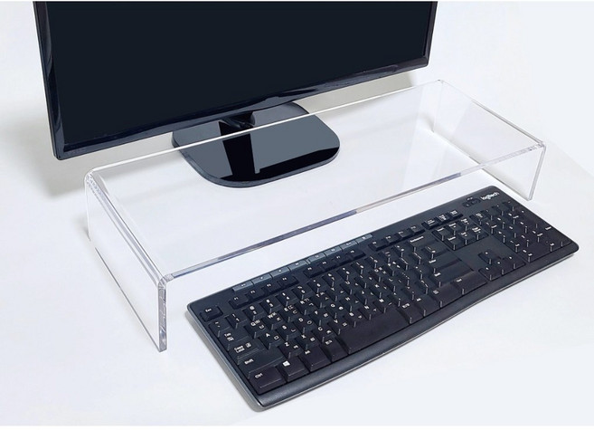 고투명 아크릴 모니터 받침대 520x190x105mm 두께 8mm 키보드 테이블 화장품 진열대 인테리어 선반