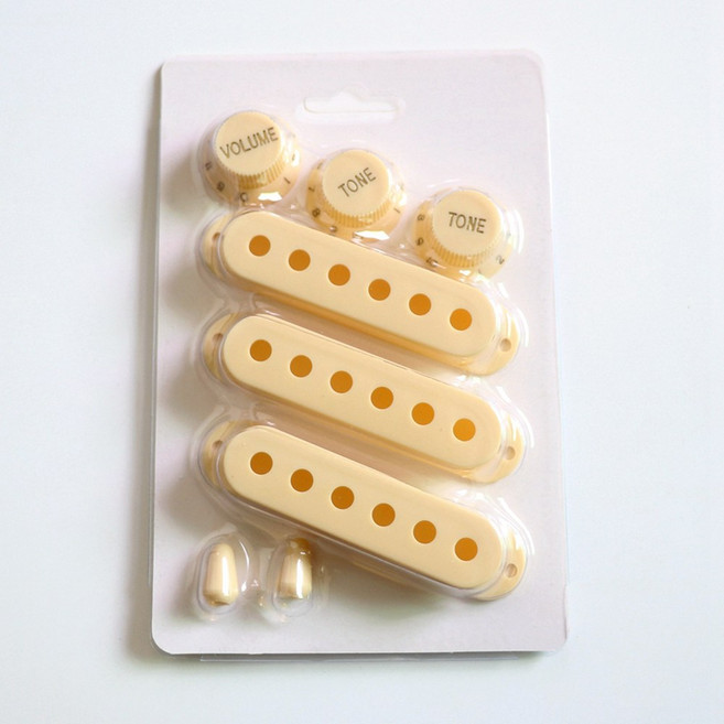 ST 싱글 호환 Donlis 포장 빈티지 코일 커버 크림 노브 1V2T 화이트 블리스 세트 픽업 기타 스위치, Ivory 50 50 52 Set, 1개