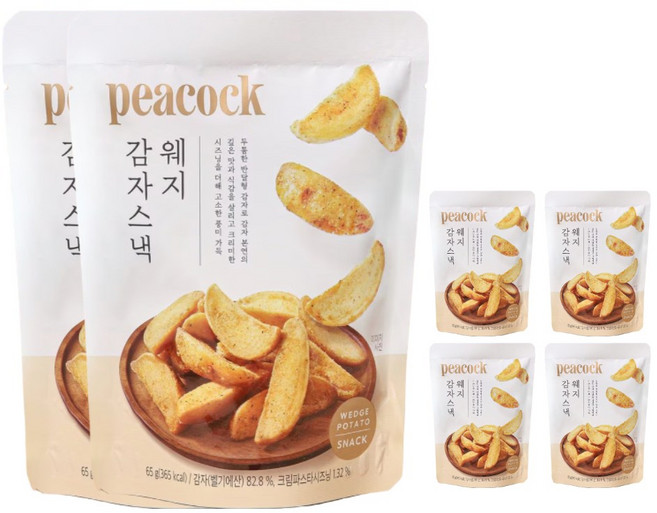 피코크 웨지감자 스낵 크림파스타 시즈닝 감자과자, 6개, 65g