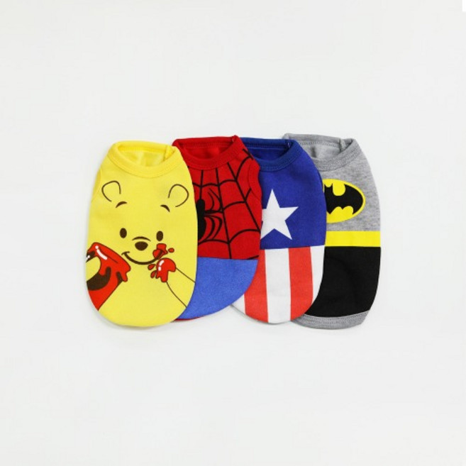 캐릭터 기모 민소매2 애견의류 강아지옷, 1개, 노랑 푸우