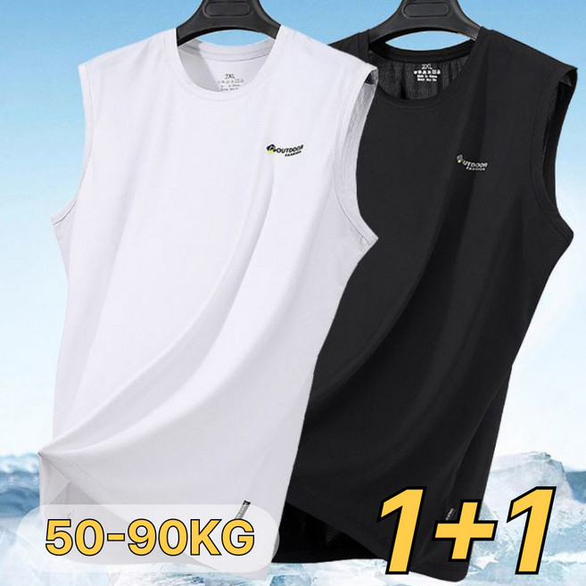 1+1 남성 여름 쿨링 냉감 민소매 러닝 나시티 통기성 빅사이즈