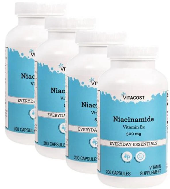 비타코스트 니아신 아마이드 비타민B3 500mg 캡슐 Vitacost Niacinamide, 4개, 200정 - 쿠팡