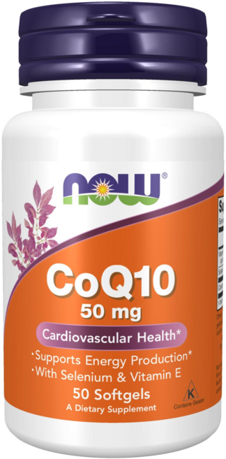 NOW Foods 輔酶Q10軟膠囊 50mg, 50顆, 1罐