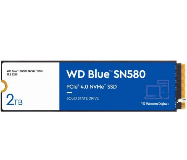 웨스턴 디지털 2테라바이트 WD 블루 SN580 NVMe 내부 솔리드 스테이트 드라이브 SSD - 제4세대 x4 PCIe 16기가비트/초 M.2 2280 최대 4150 메가바이, 2TB, Previous Generation