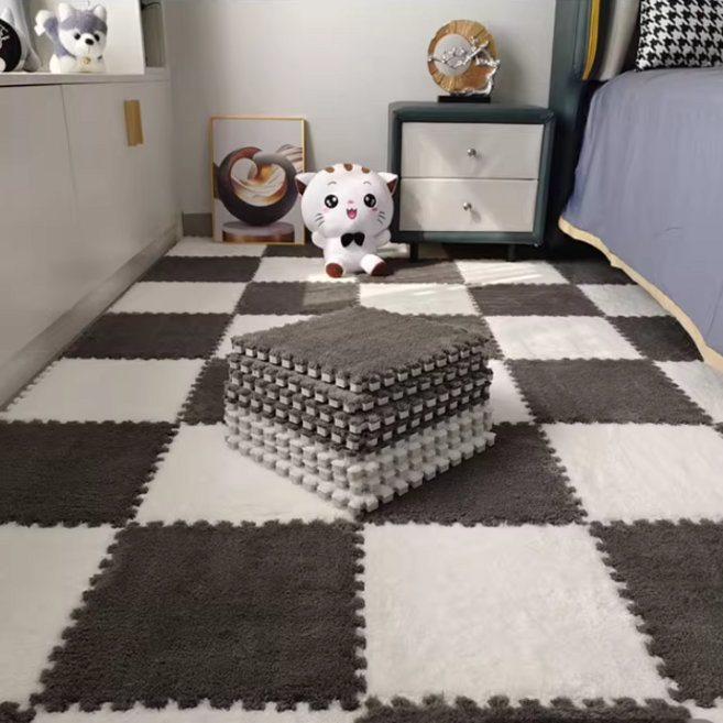 [트라이턴] smtone 가정용 인테리어 미끄럼 방지 퍼즐러그 1cm DIY 바닥매트 부드러운 뽀글이 퍼즐매트 (10장1세트)