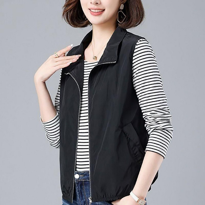 ROYALBELLE 여성 경량 집업 루즈핏 캐주얼 심플 포켓 빅사이즈 조끼 베스트 K0022506