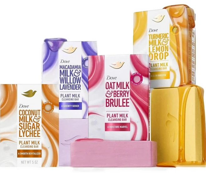 미국 도브 플랜트 밀크 4종 버라이어티 클렌징 비누, 4개, 141g - 쿠팡