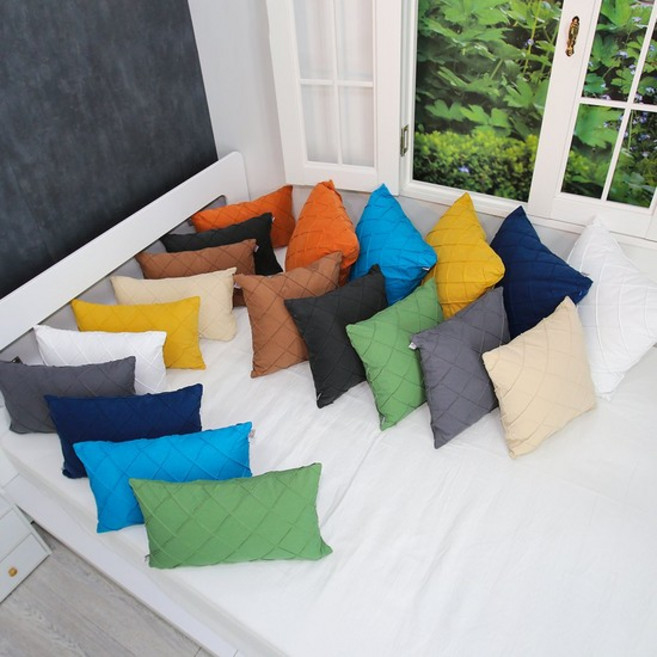 다하임 비비드 면 100% 핀턱 쿠션 커버 10color 50x50cm 쿠션솜 제외 [1시주문건까지 당일출고]