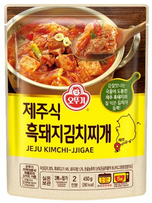 오뚜기 제주식 흑돼지 김치찌개, 450g, 1개