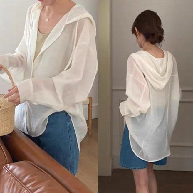 마이쏭 여성 빅사이즈 어반루즈핏후드롱셔츠 여름셔츠