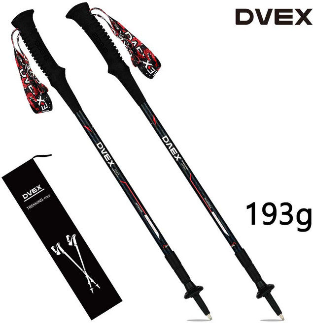 디벡스 초경량 마테호른 3단등산스틱 세트+ 파우치 (충격방지기능 적용), DV001, 2개