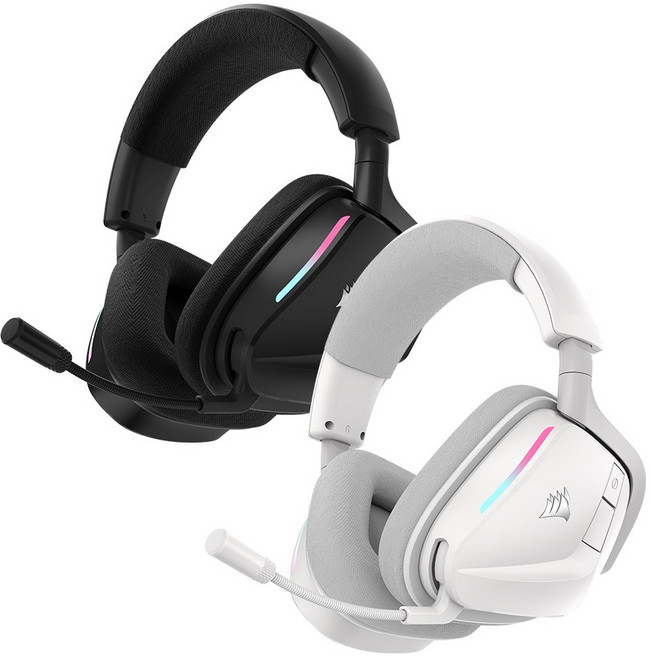 [커세어 공식 판매점] 보이드 v2 무선 게이밍 헤드셋 VOID v2 RGB WIRELESS 게이밍 헤드셋 (블랙 화이트 베이비 핑크 판다), 국내정품 공육일오, BLACK, CORSAIR VOID RGB WIRELESS v2