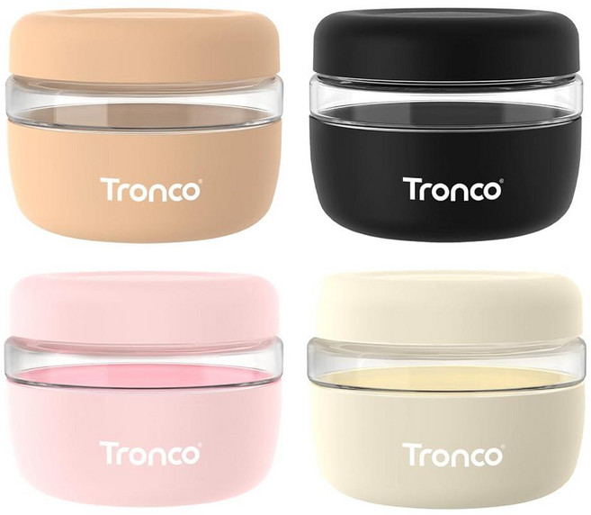 Tronco 뚜껑이 있는 473.2ml(16온스) 유리 식품 보관 용기 밀폐 누출 및 흘림 방지 도시락 그릇 밀프렙 샐러드 요거트 수프 스튜용 전자레인지 식기세척기, 핑크/크림/앰버/블랙