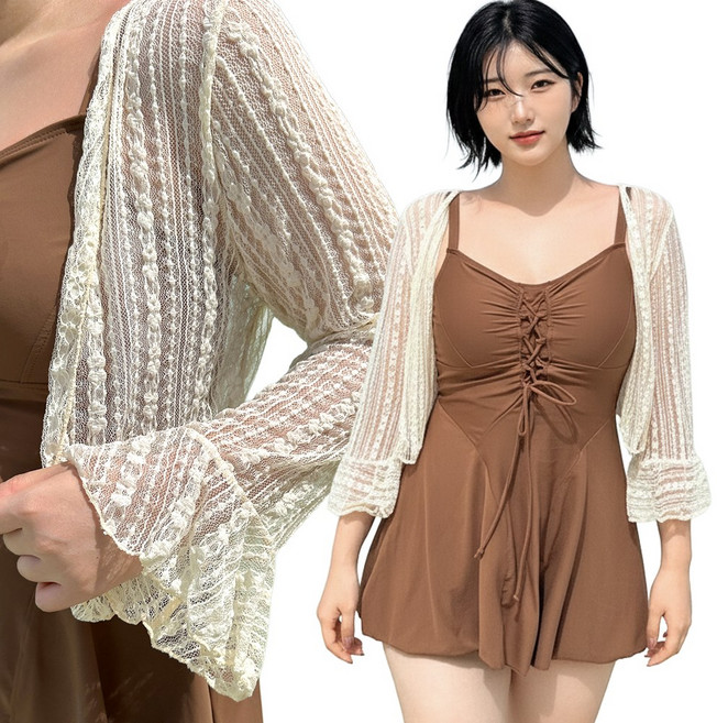 비키비키 바네사 여성 원피스 수영복 커버업 세트 모노키니 비키니 빅사이즈 비치웨어