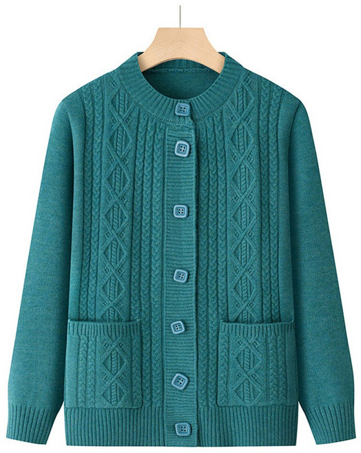 메이리앤 중년 여성 클래식 꽈배기 짜임 니트 가디건 자켓 엄마 할머니 카디건