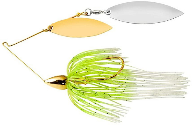 War Eagle Custom Lures WE38GW34 3/8 더블 윌로우 골드 프레임 햇빛 가리개 181754, 화이트 샤르트뢰즈