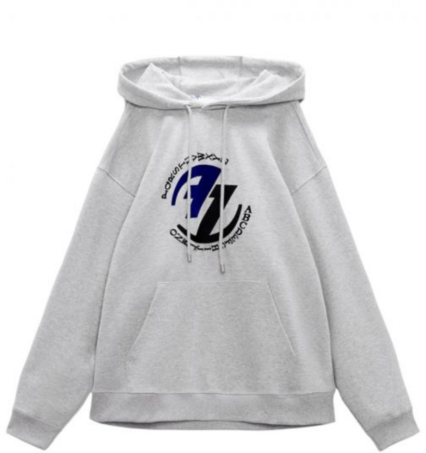 [정품아닐시3배보상] 자라 x 아더에러 자수 후드 스웨트셔츠 그레이 Zara x Ader Error Embroidery Hooded Sweatshirt Grey