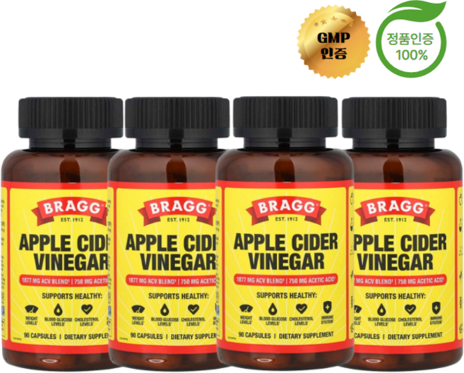 2+2 브레그 사과 식초 캡슐 90정, 4개