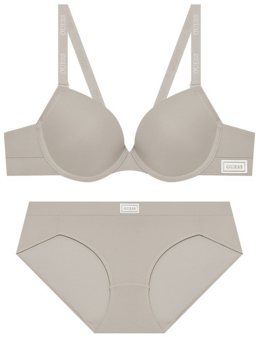 게스언더웨어 스퀘어라벨 프레시 브라 팬티 세트 - 모카