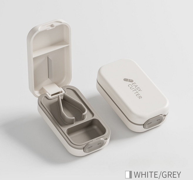 디스펜서 컷팅 알약 가정용 작은 약통 휴대용 방습 밀폐 작은 약통, 흰색, 1개