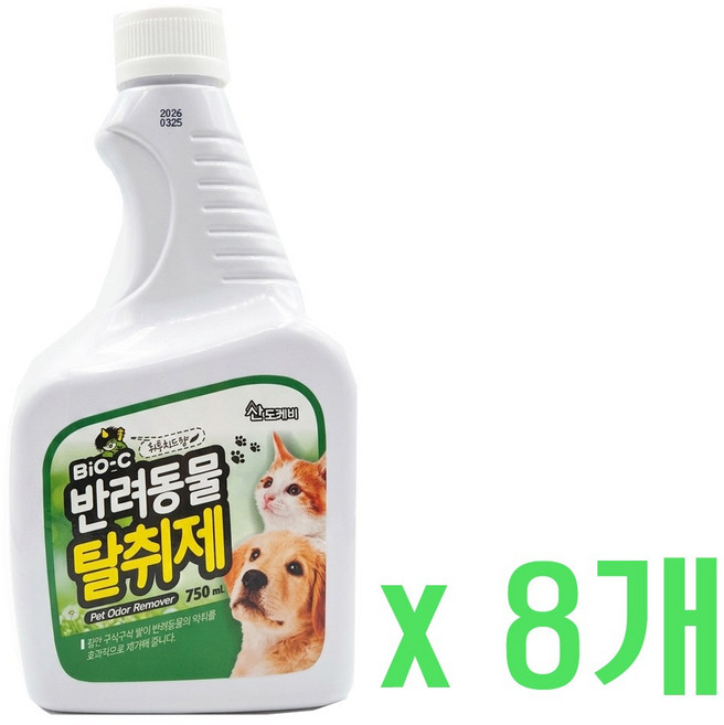 반려동물탈취제 냄새제거제 피톤치드향 리필, 8개, 750ml