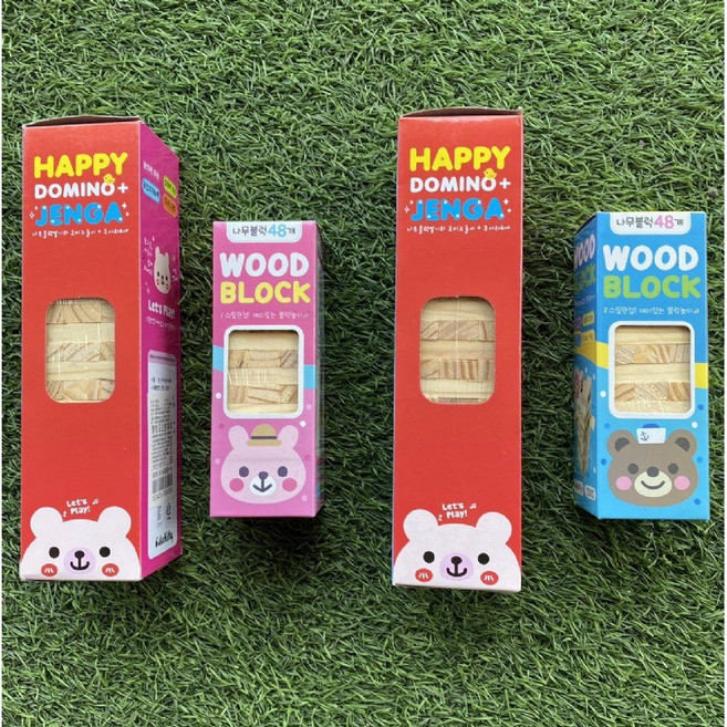HAPPY DOMINO+ JENGA 疊疊樂 兒童益智積木, 1個, 01-小盒48塊積木