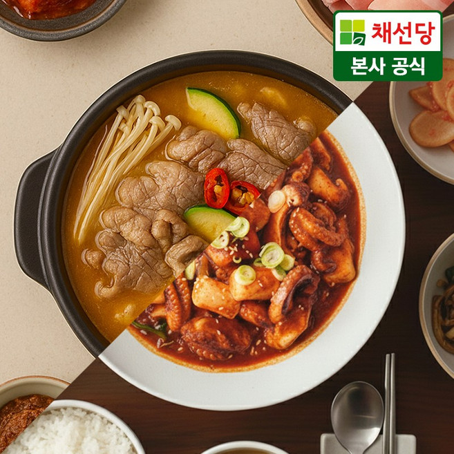 [채선당] 차돌 된장찌개 밀키트 3인분+매콤쫄깃 쭈꾸미볶음 620g